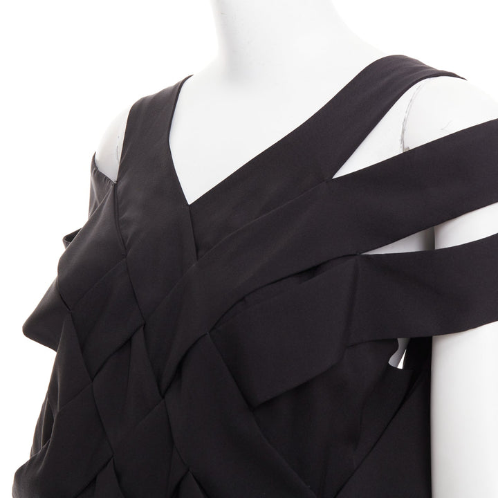 STELLA MCCARTNEY 2008 black silk intrecciato woven open back dress IT40 S
