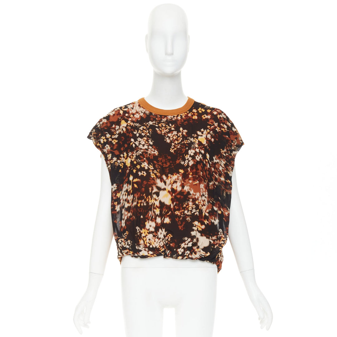 DRIES VAN NOTEN 2021 Hernet brown black cotton blurry floral cap sweater S