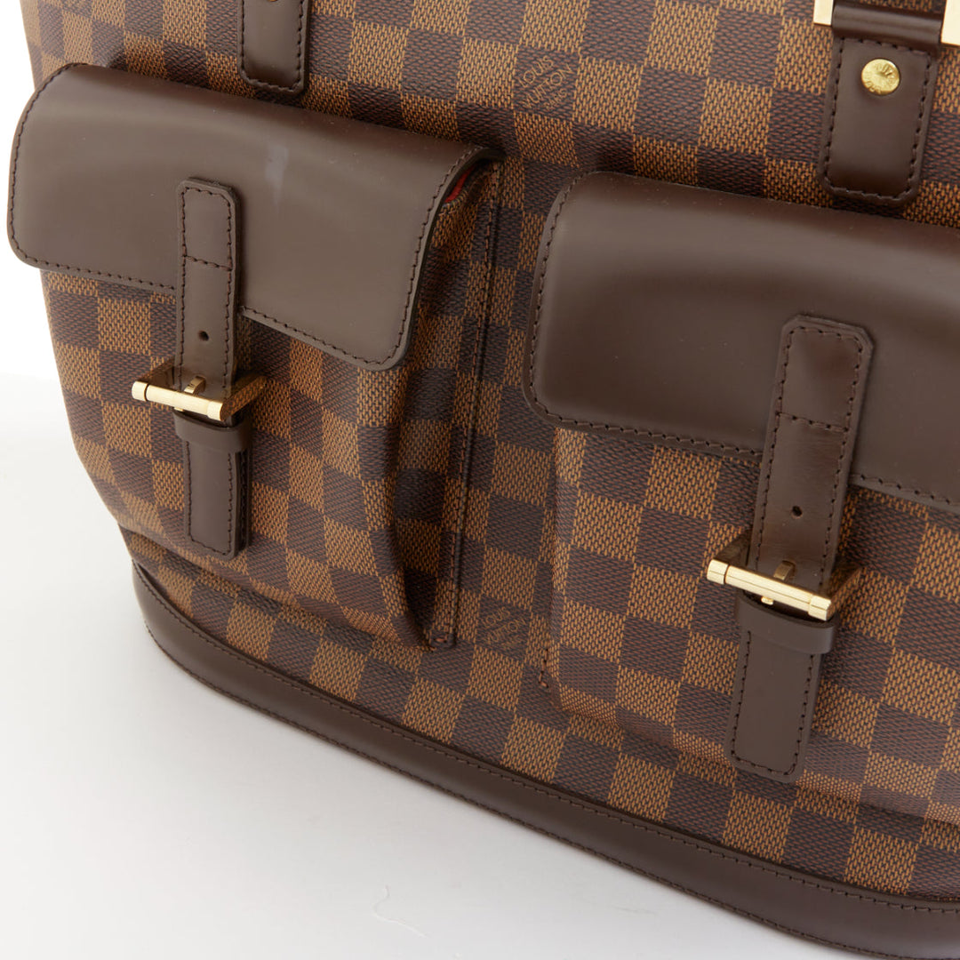 LOUIS VUITTON Manosque GM brown damier ebene canvas pocket satchel tote bag