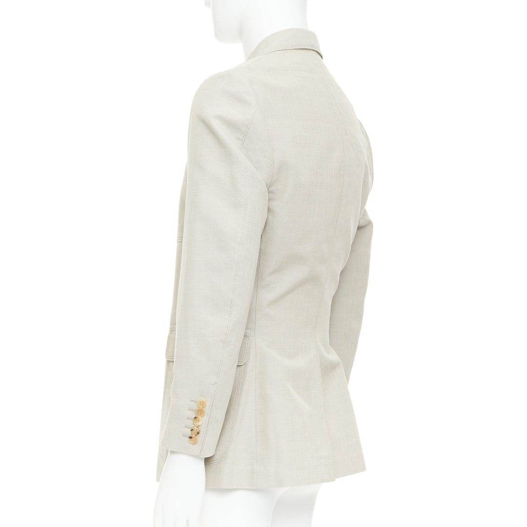 GUCCI Vintage stone cotton mohair single breasted pocket blazer jacket IT52 L