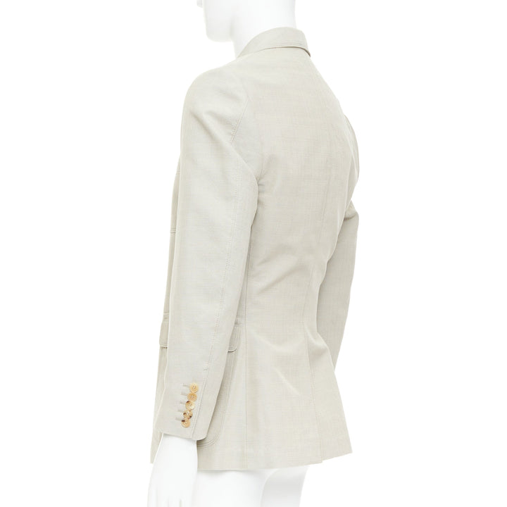 GUCCI Vintage stone cotton mohair single breasted pocket blazer jacket IT52 L