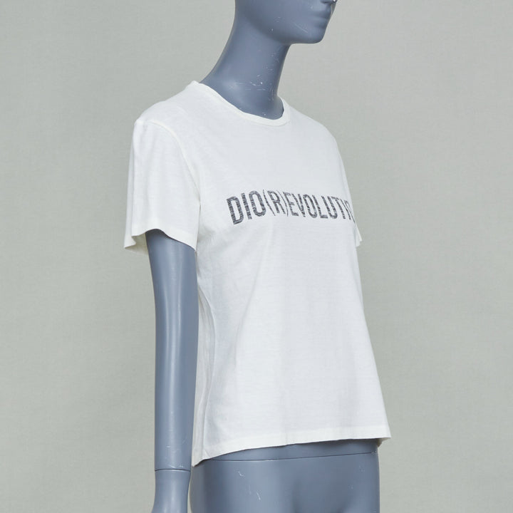 CHRISTIAN DIOR 2017 Runway Dio(r)evolution beige cotton linen print tshirt S