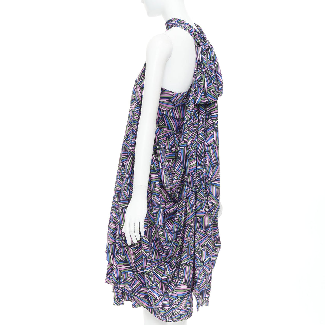 MARC BY MARC JACOBS purple 100% silk geometric print dress US2 S