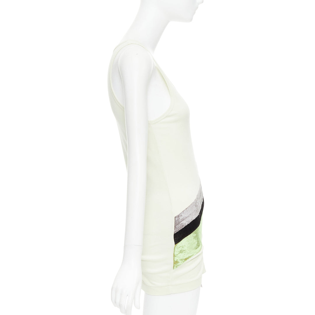 TOGA ARCHIVES cream grey silk cotton velvet beige panels tunic JP1 S