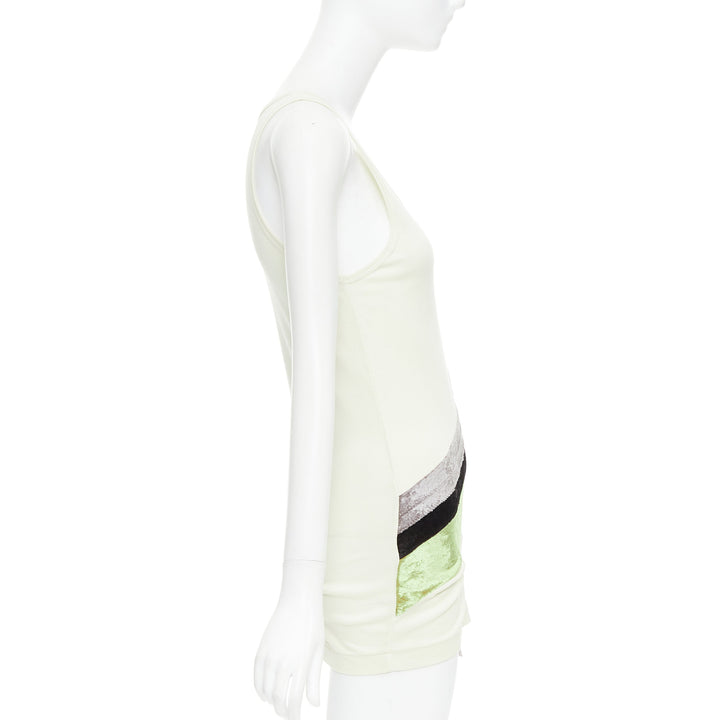TOGA ARCHIVES cream grey silk cotton velvet beige panels tunic JP1 S