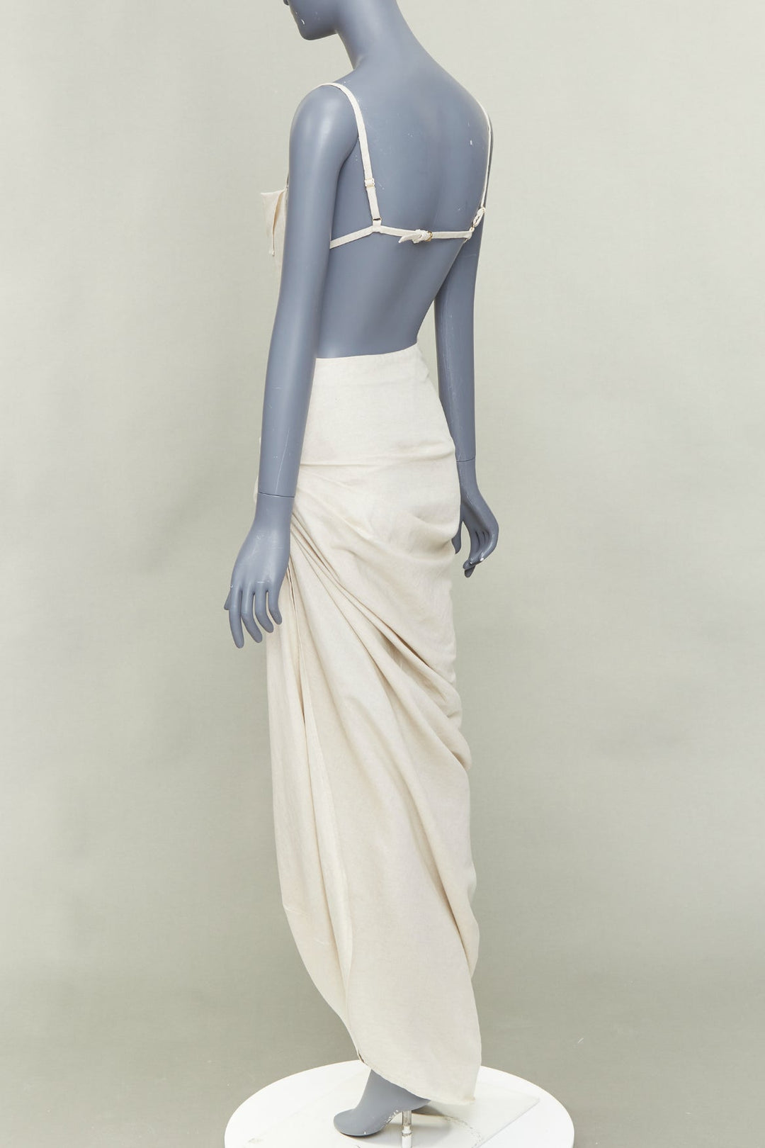 JACQUEMUS 2020 Runway La Robe Saudade cotton linen draped maxi dress FR34 XS