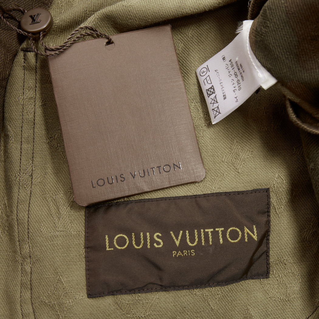 rare LOUIS VUITTON SUPREME 2017 green monogram camo jacquard chore jacket FR44