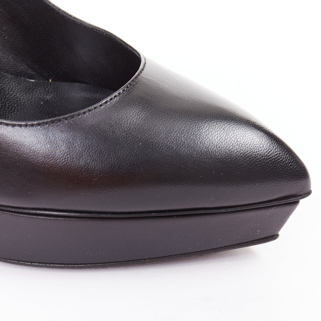SAINT LAURENT Janis 80 black leather corset lace heel platform pumps EU37.5