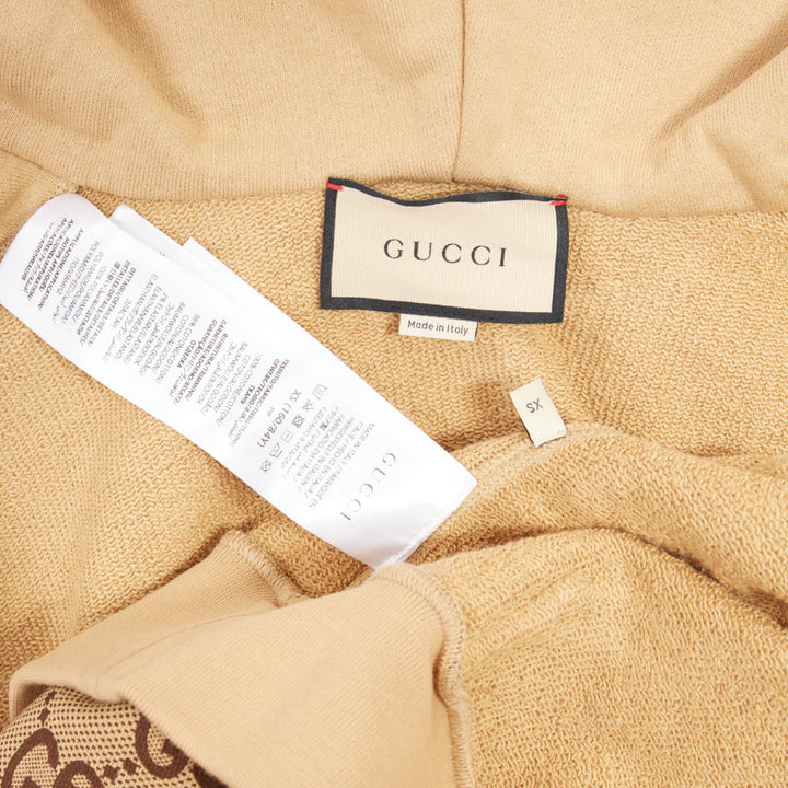 GUCCI GG canvas jacquard Web stripe cherry embroidery cropped zip hoodie XS