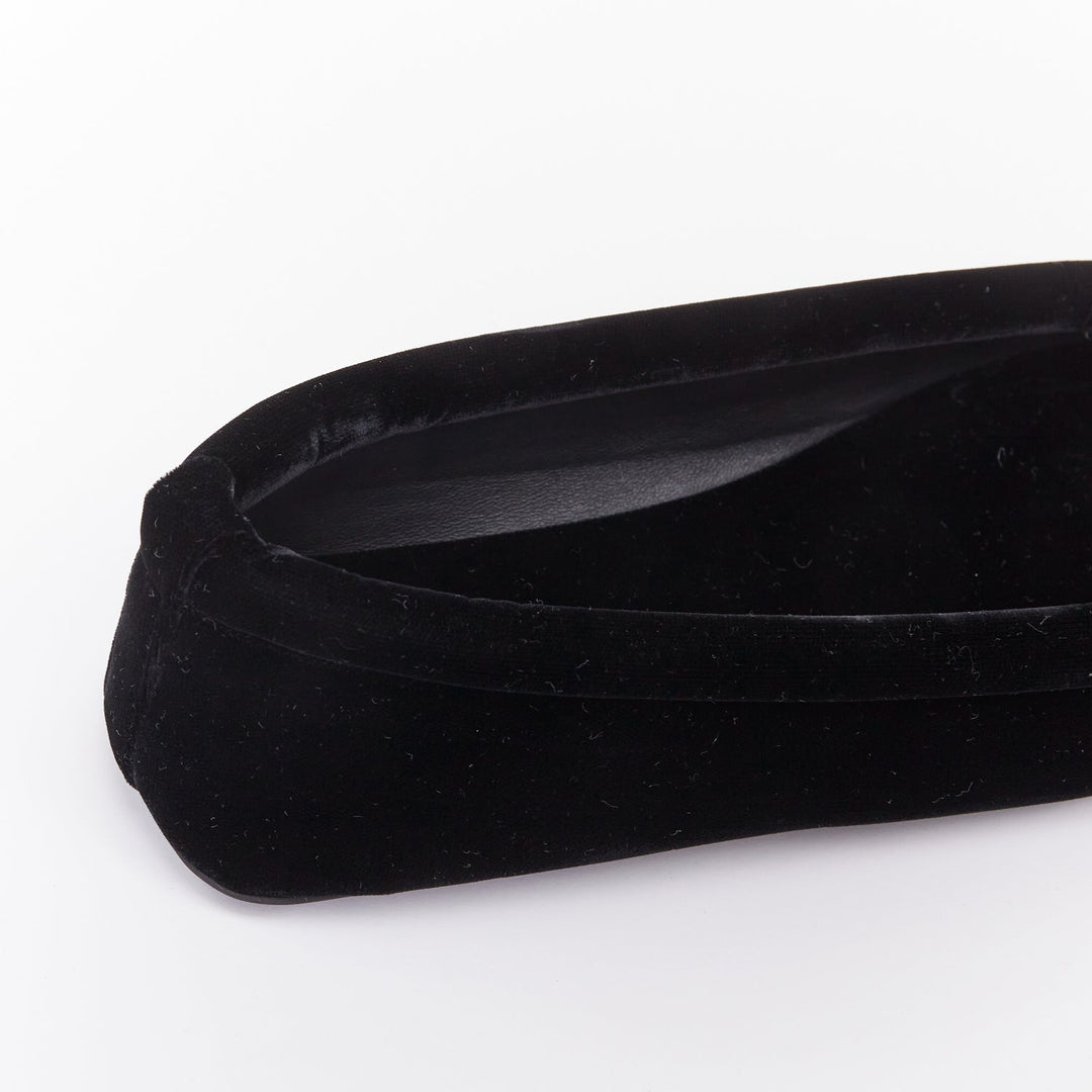 ALAIA black velvet padded 3D outline low vamp ballerina flats EU38