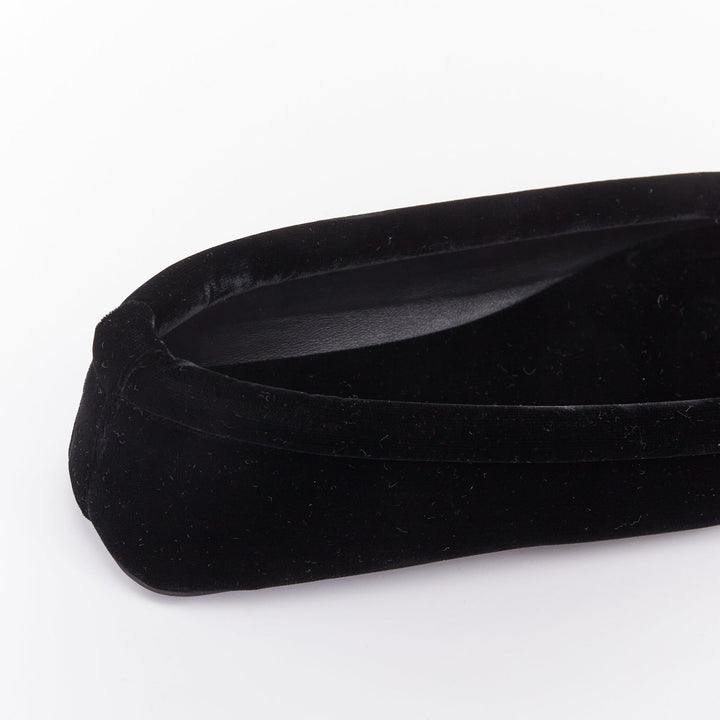 ALAIA black velvet padded 3D outline low vamp ballerina flats EU38