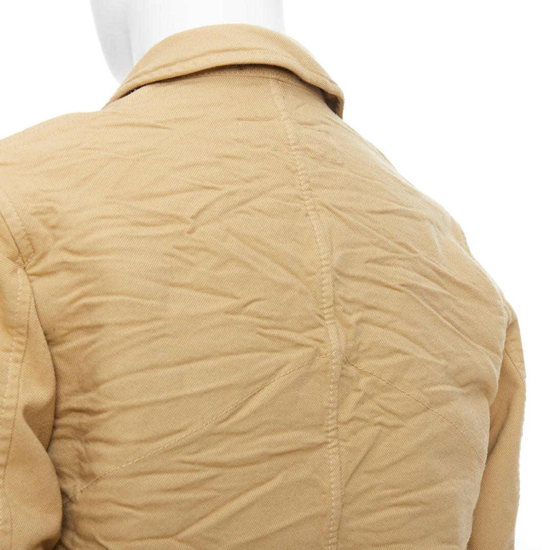 COMME DES GARCONS HOMME khaki crinkle fabric topstitch jacket