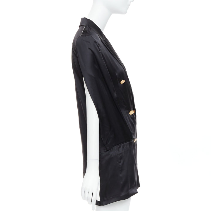 rare MAISON MARGIELA 2012 Runway black tucked sleeve blazer dress IT36 XXS