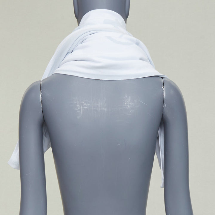 HERMES Baby light blue cotton baby horse print white trim blanket 115cm