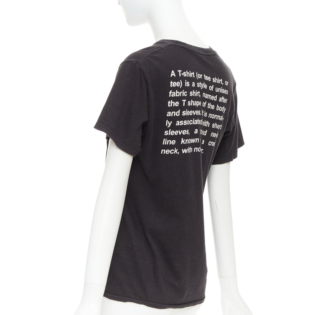 VETEMENTS 2017 black cotton white fonts explanation crew neck T-shirt