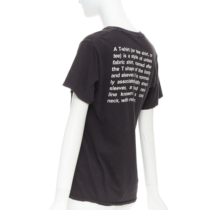 VETEMENTS 2017 black cotton white fonts explanation crew neck T-shirt