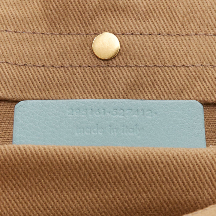 YVES SAINT LAURENT Muse 2 glacier blue canvas gold hardware leather satchel bag