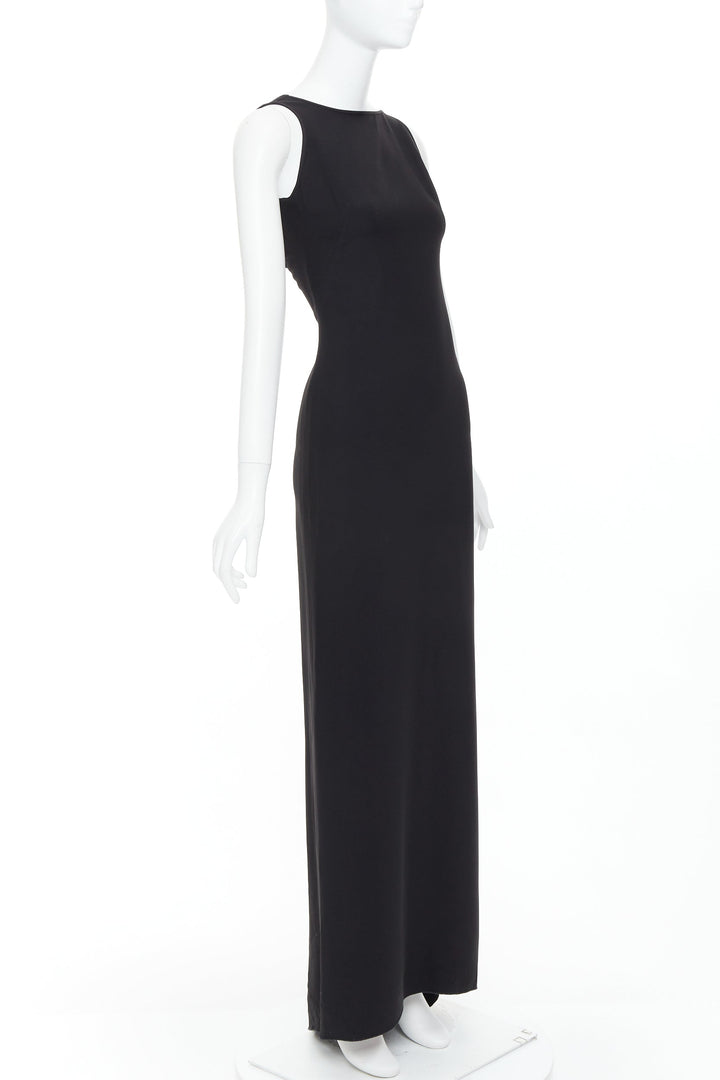 THIMISTER Vintage black asymmetric back drape taped long dress FR36 S