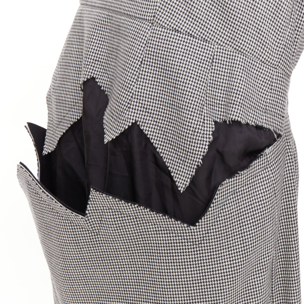 COMME DES GARCONS 2018 grey wool houndstooth 3D jagged cut out sheath dress S