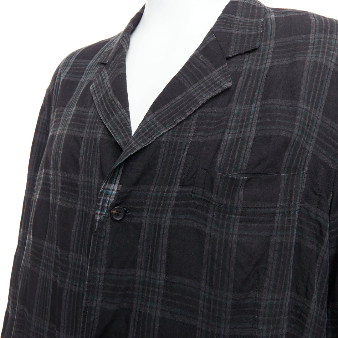 YOHJI YAMAMOTO Homme Plus grey checked slashed pocket blazer jacket JP2 M