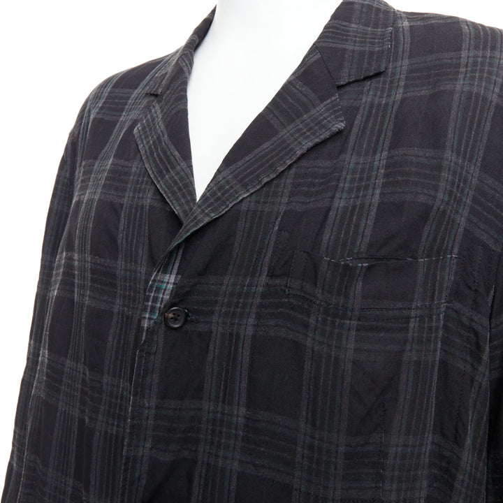 YOHJI YAMAMOTO Homme Plus grey checked slashed pocket blazer jacket JP2 M