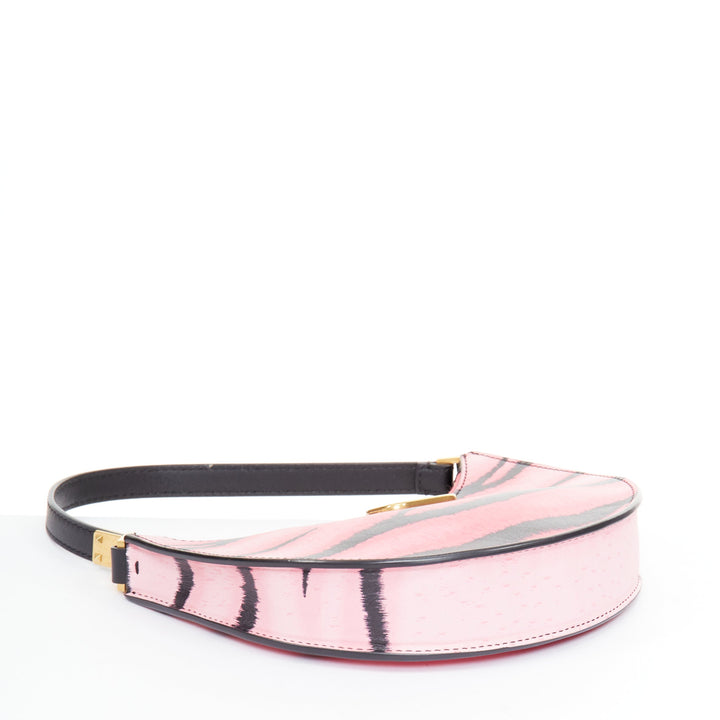 VALENTINO 2022 Tiger 1967 pink black animal print calfskin hobo moon bag