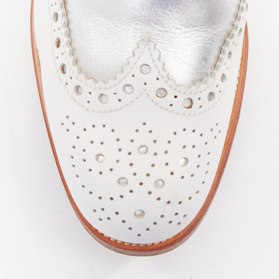 CHURCH'S Burwood white matte silver wingtip oxford brogues EU37.5