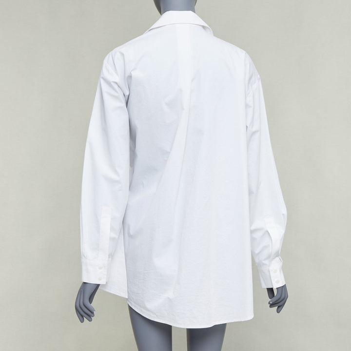 KIMHEKIM Tonight Venus gathered pearl button asymmetric oversized shirt FR36 S