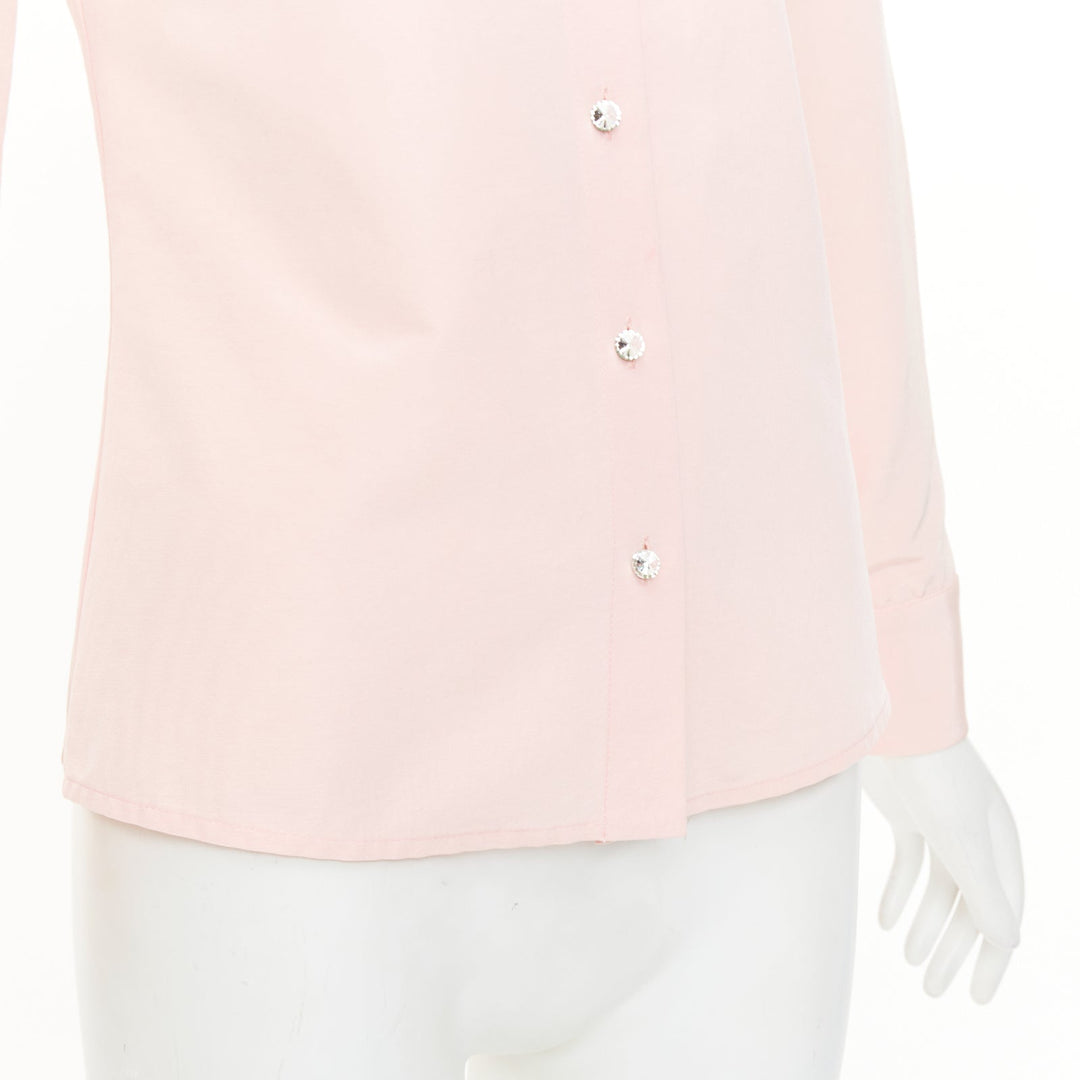 MICHAEL KORS Collection pastel pink silk cotton crystal button down top US0 XS