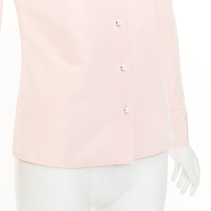 MICHAEL KORS Collection pastel pink silk cotton crystal button down top US0 XS