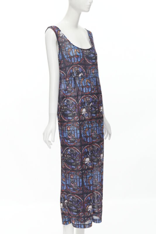 Runway COMME DES GARCONS Vintage 1990 Church Stained Glass print jumpsuit M