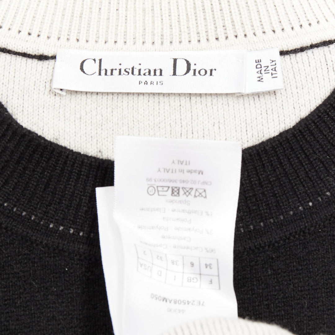 CHRISTIAN DIOR J'adior 8 black cashmere blend  crew neck crop sweater FR34 XS