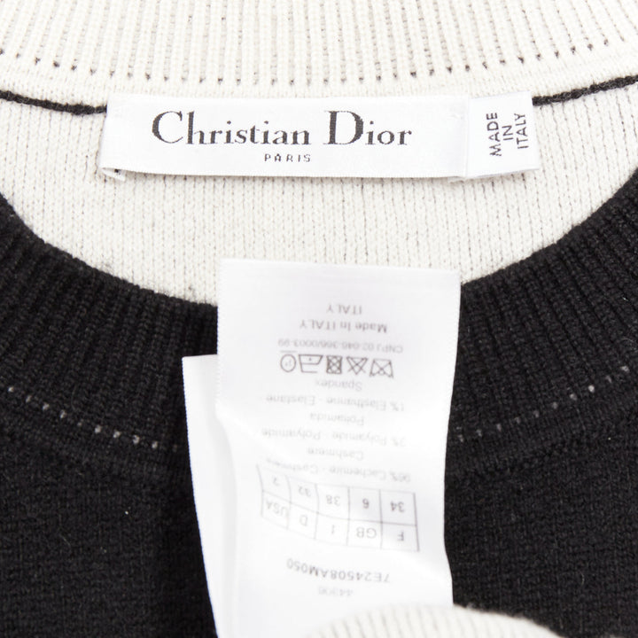 CHRISTIAN DIOR J'adior 8 black cashmere blend  crew neck crop sweater FR34 XS