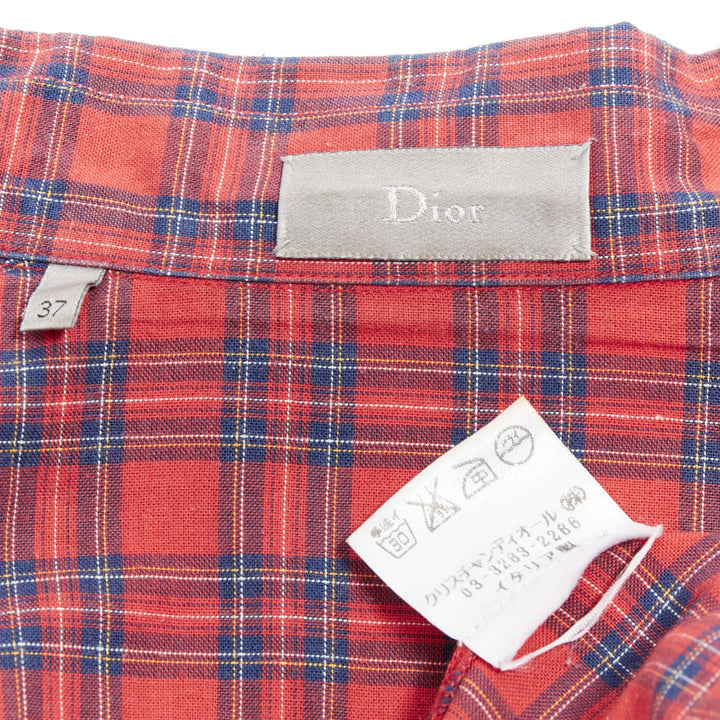 DIOR HOMME Hedi Slimane 2006 red plaid cotton slim fit shirt EU37 XS