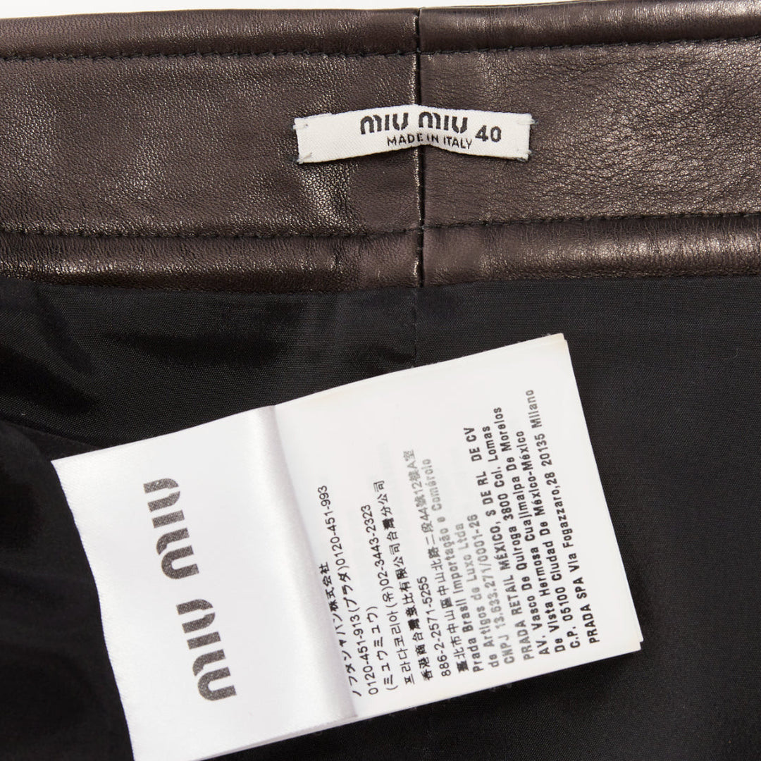 MIU MIU 2021 black lambskin nappa leather pearl floral button skirt IT40 S