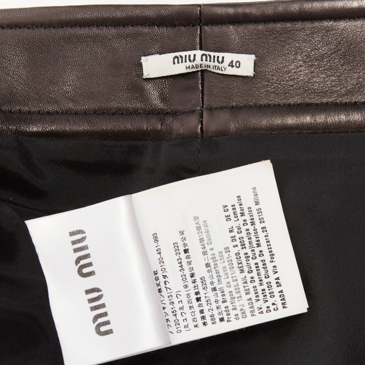 MIU MIU 2021 black lambskin nappa leather pearl floral button skirt IT40 S