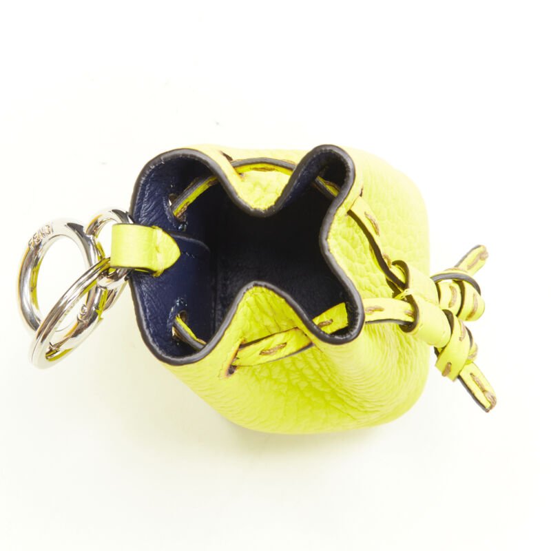 FENDI Mon Tresor Micro Bucket drawstring bright yellow leather bag charm