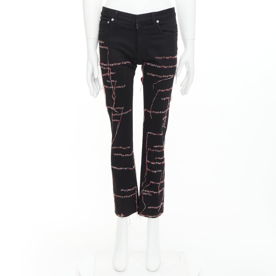 DIOR HOMME 2016 Runway black red white stitch cropped jeans 30" Lil Uzi Vert