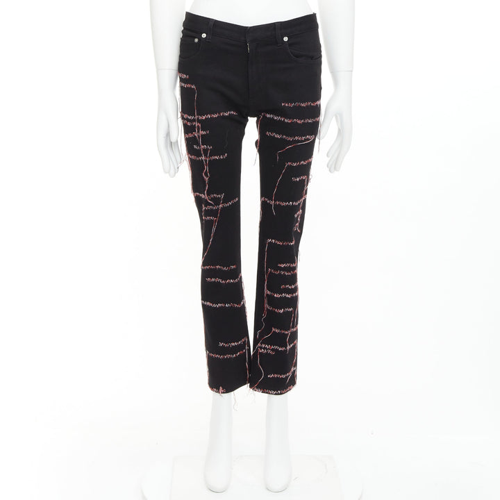DIOR HOMME 2016 Runway black red white stitch cropped jeans 30" Lil Uzi Vert