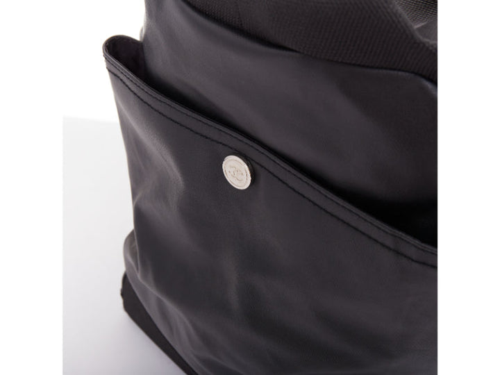 CHANEL XL Paris-Biarritz black coated canvas silver CC crossbody travel hobo bag