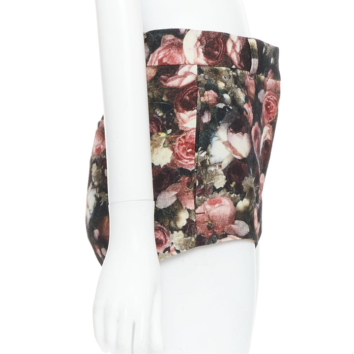 GIVENCHY Tisci 2013 black pink rose floral print high cut shorts