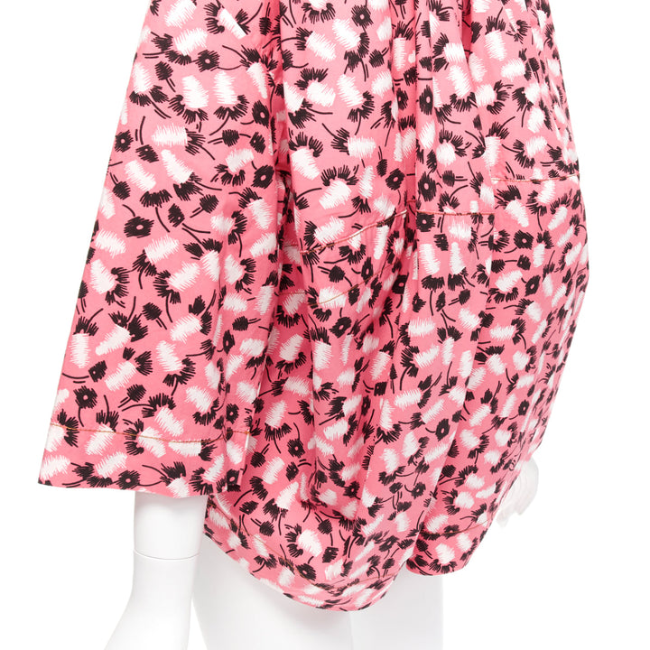 MARNI 100% cotton pink black white feather print boxy shirt IT38 XS