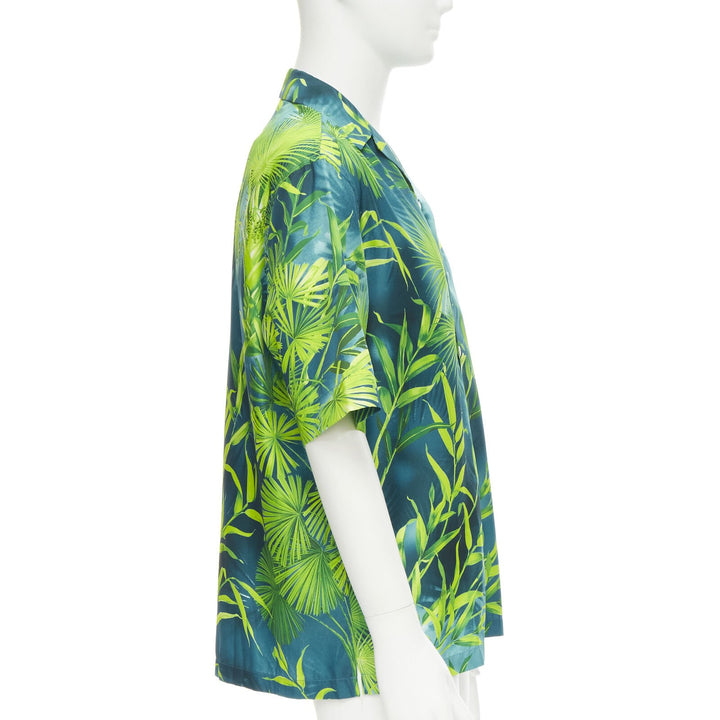 VERSACE 2020 Iconic JLo Jungle print green tropical print shirt EU38 S