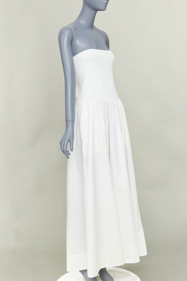 ST AGNI 2023 white strapless drop waist knit poplin maxi dress XL