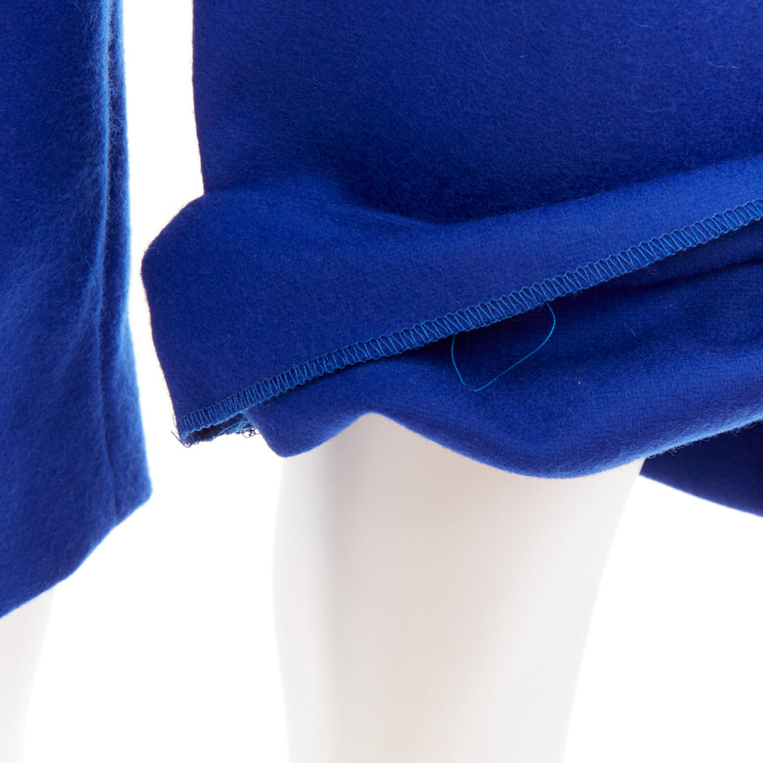 ALEXANDRE VAUTHIER COUTURE AW2022 Runway blue wool felt wide bermuda shorts