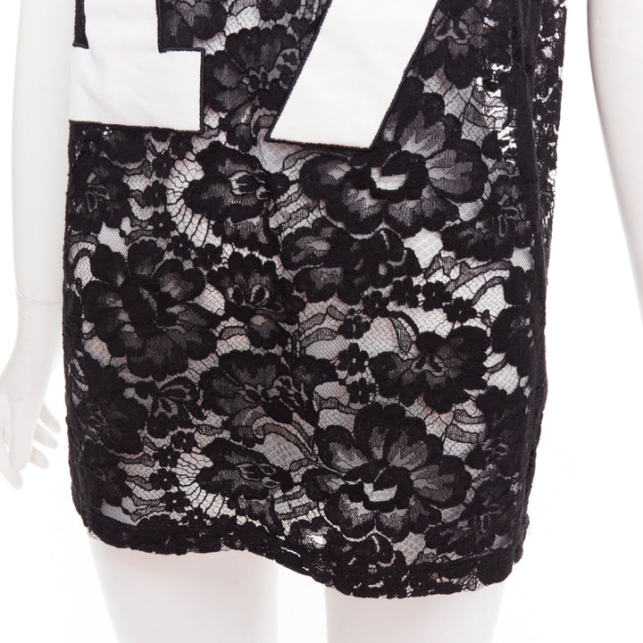 GIVENCHY 2013 Runway Tisci black Pervert 17 sheer lace jersey tshirt FR38 M