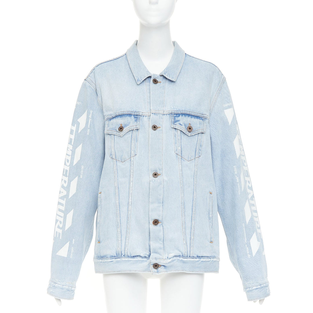 OFF-WHITE Virgil Abloh 2013 Temperature print blue white washed denim jacket M