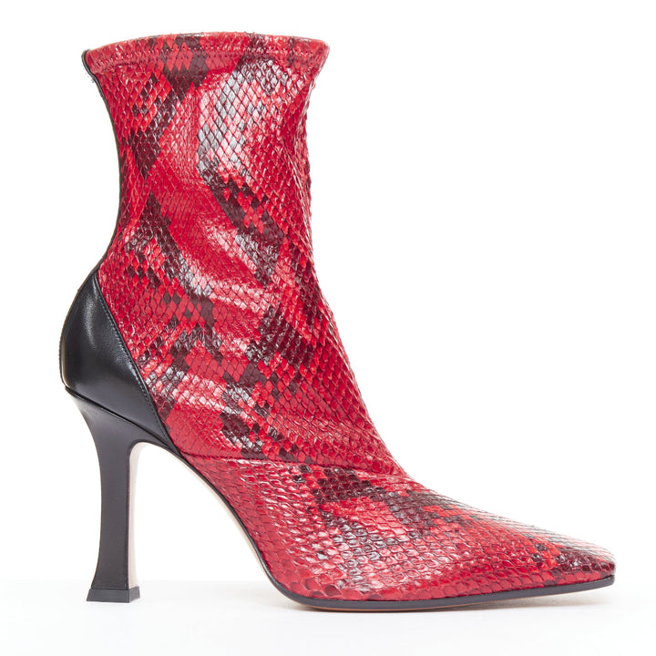 OLD CELINE Phoebe Philo Madame Flared red leather square toe ankle boots EU39