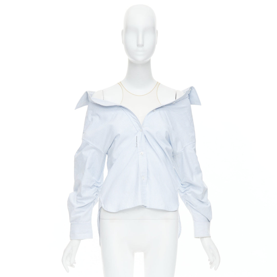ALEXANDER WANG T blue striped Falling illusion deconstructed shirt XS