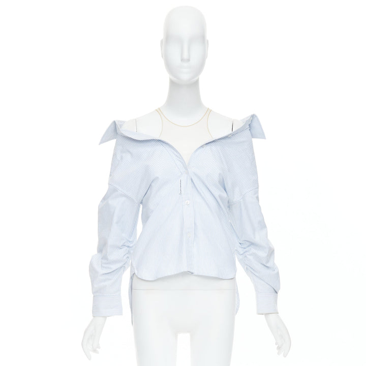 ALEXANDER WANG T blue striped Falling illusion deconstructed shirt XS